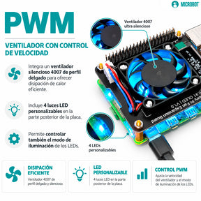 HAT Ventilador con Pantalla OLED 0.91" para Raspberry Pi 4B/3B+/3B/2B