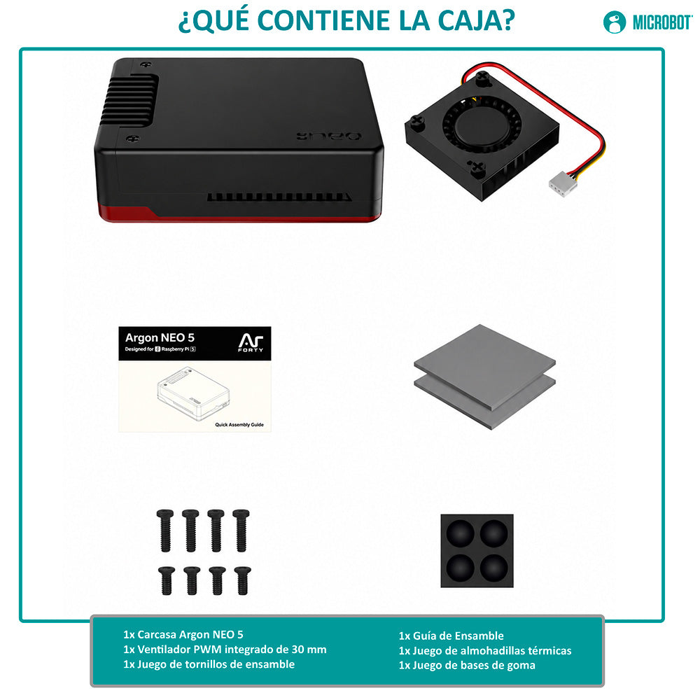 Carcasa Aluminio Argon Neo 5 Raspberry Pi 5 PWM Edge