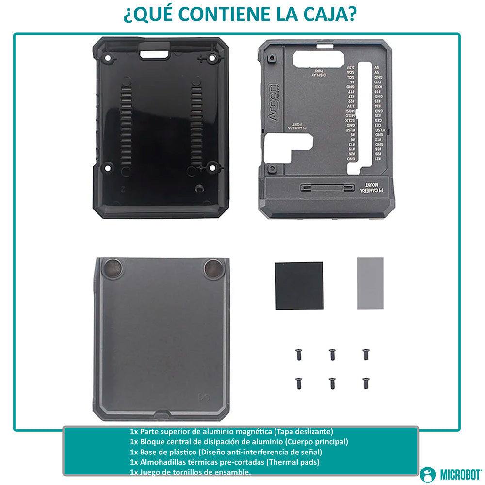 Carcasa Aluminio Argon NEO Raspberry Pi 4 Magnética Pasiva