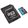 Tarjeta microSD Kingston de 64GB y adaptador SD negro con bloqueo