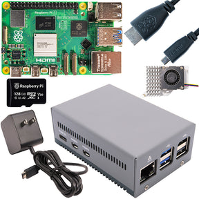 Kit Raspberry Pi 5 8GB 128GB Expansión por Ensamblar — Carcasa Aluminio HAT+ (45W)