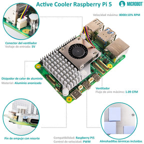 Kit Raspberry Pi 5 8GB 128GB Expansión por Ensamblar — Carcasa Aluminio HAT+ (45W)