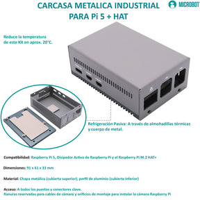 Kit Raspberry Pi 5 8GB 128GB Expansión por Ensamblar — Carcasa Aluminio HAT+ (45W)