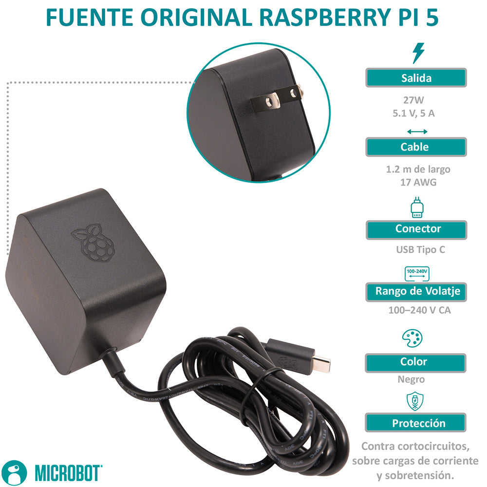 Kit Raspberry Pi 5 Expansión IA/Edge — Carcasa Aluminio HAT+ (27W, SD 64GB)
