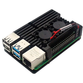 Carcasa Aluminio Raspberry Pi 4 B Disipación Doble Ventilador