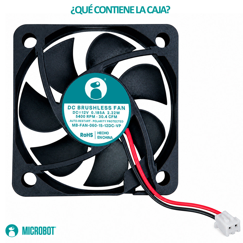 Ventilador Axial Industrial 60x15mm 12V DC 30.4 CFM 5400 RPM