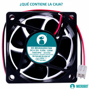 Ventilador Axial Industrial 60x60x20mm 12V CD — 23 CFM 5000 RPM