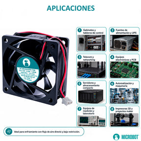Ventilador Axial Industrial 60x60x20mm 12V CD — 23 CFM 5000 RPM