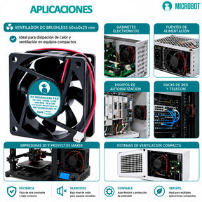 Ventilador Axial 60x60x25mm 24V DC para Gabinete Industrial