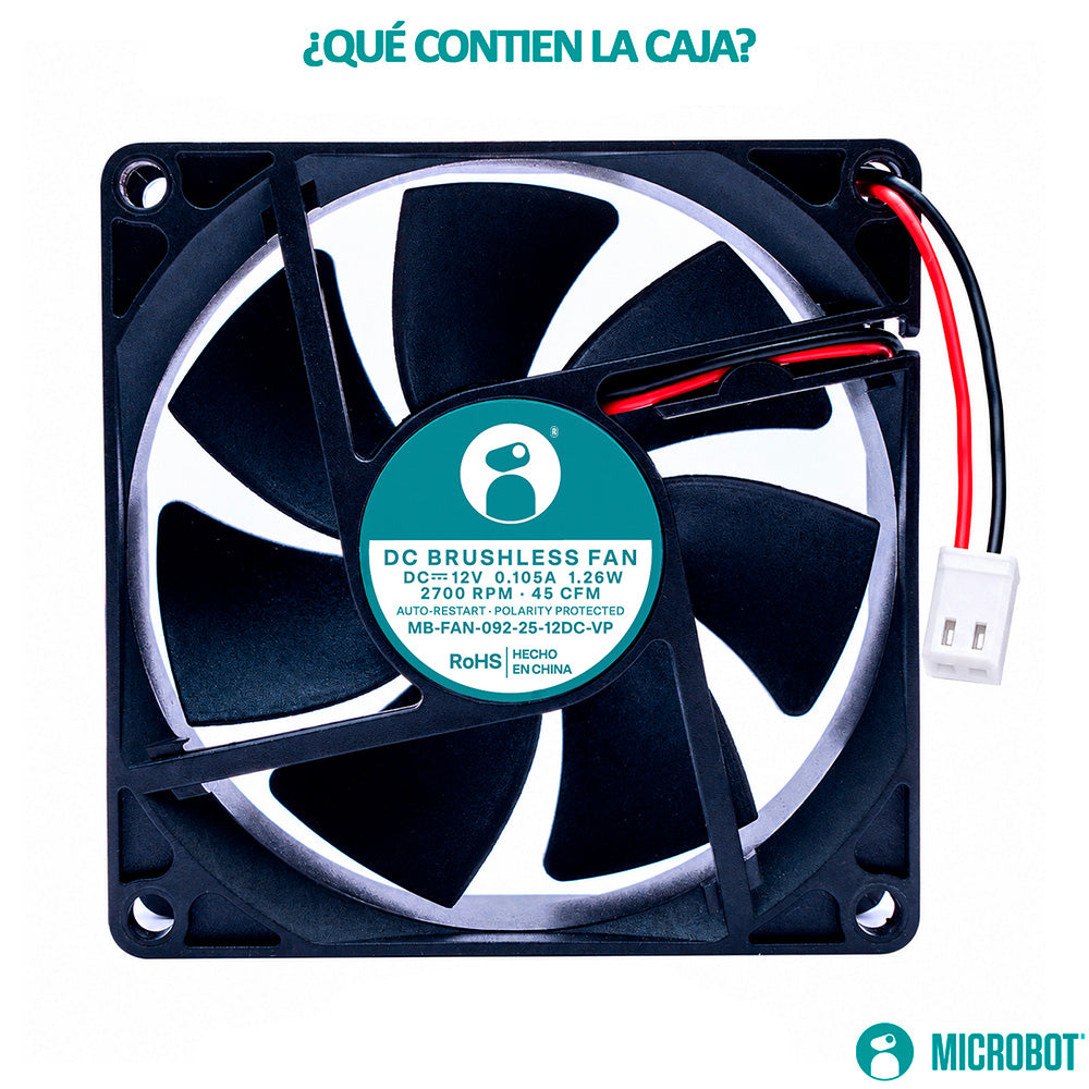 Ventilador Axial Industrial 92x92x25 12V CD 45 CFM 2700 RPM