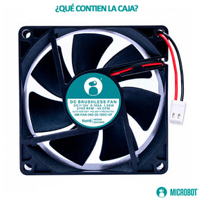 Ventilador Axial Industrial 92x92x25 12V CD 45 CFM 2700 RPM