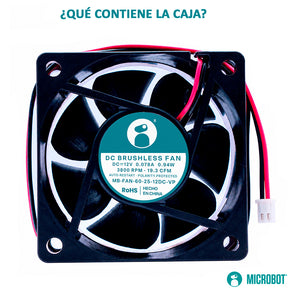 Ventilador 12V 60x60x25mm Balero Precisión Conector JST 19CFM