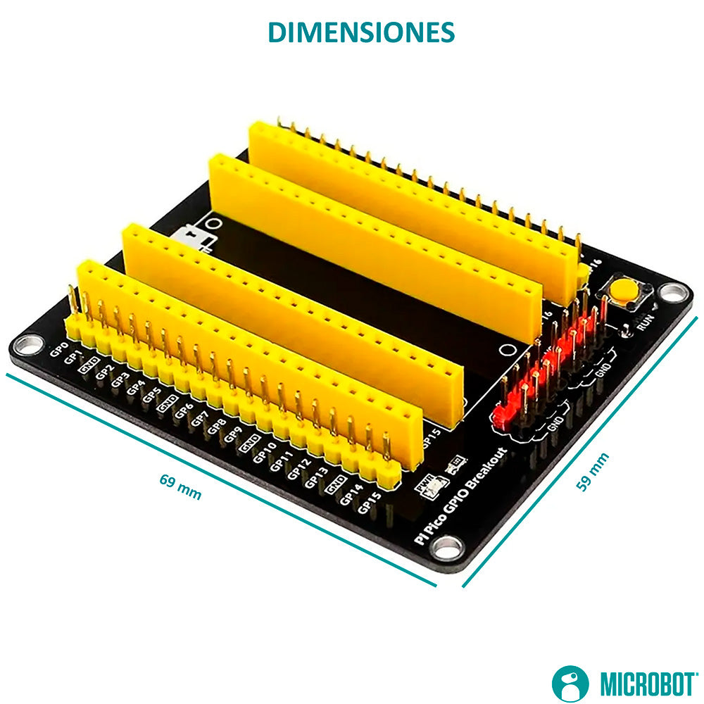 Tarjeta Expansión GPIO Terminales Borneras Raspberry Pi Pico