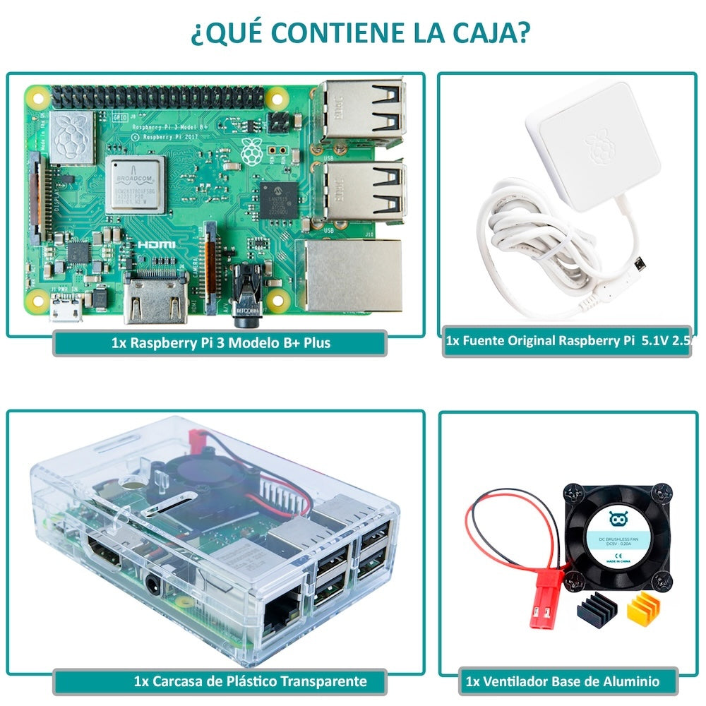 Kit Raspberry Pi 3 B+ - Serie Esencial (Fuente, Case, Ventilador)