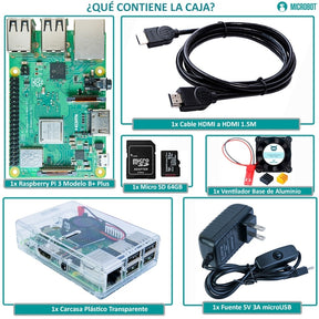 Raspberry Pi 3 B+ Starter Kit - Serie Standard (SD 64GB, Fuente 2.5A y Case)