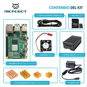Kit Raspberry Pi 4 Case Negro SD HDMI