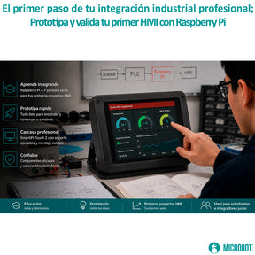 Kit HMI Raspberry Pi 4 Pantalla Táctil 7 Pulgadas SD 64GB