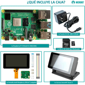 Kit HMI Raspberry Pi 4 Pantalla Táctil 7 Pulgadas SD 64GB