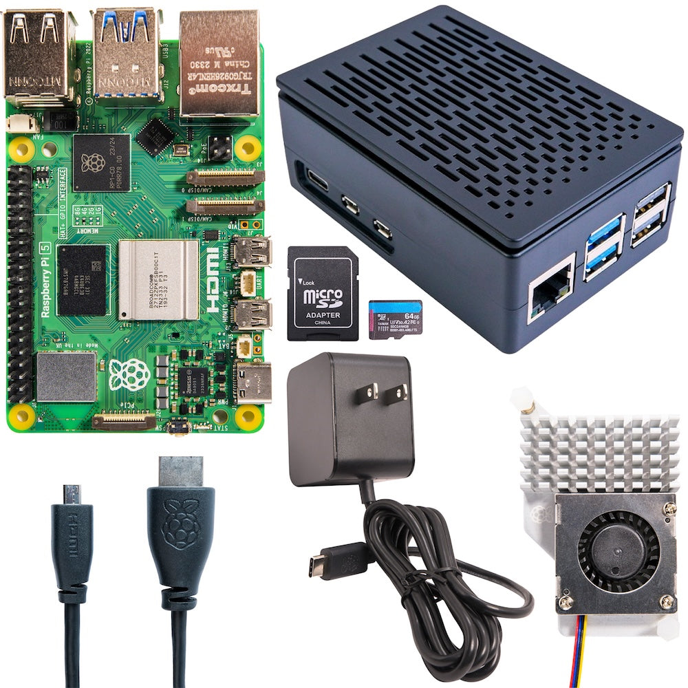 Microbots Kit Kit Raspberry Pi 5 8GB - Serie Standard (Fuente 27W + Active Cooler ...