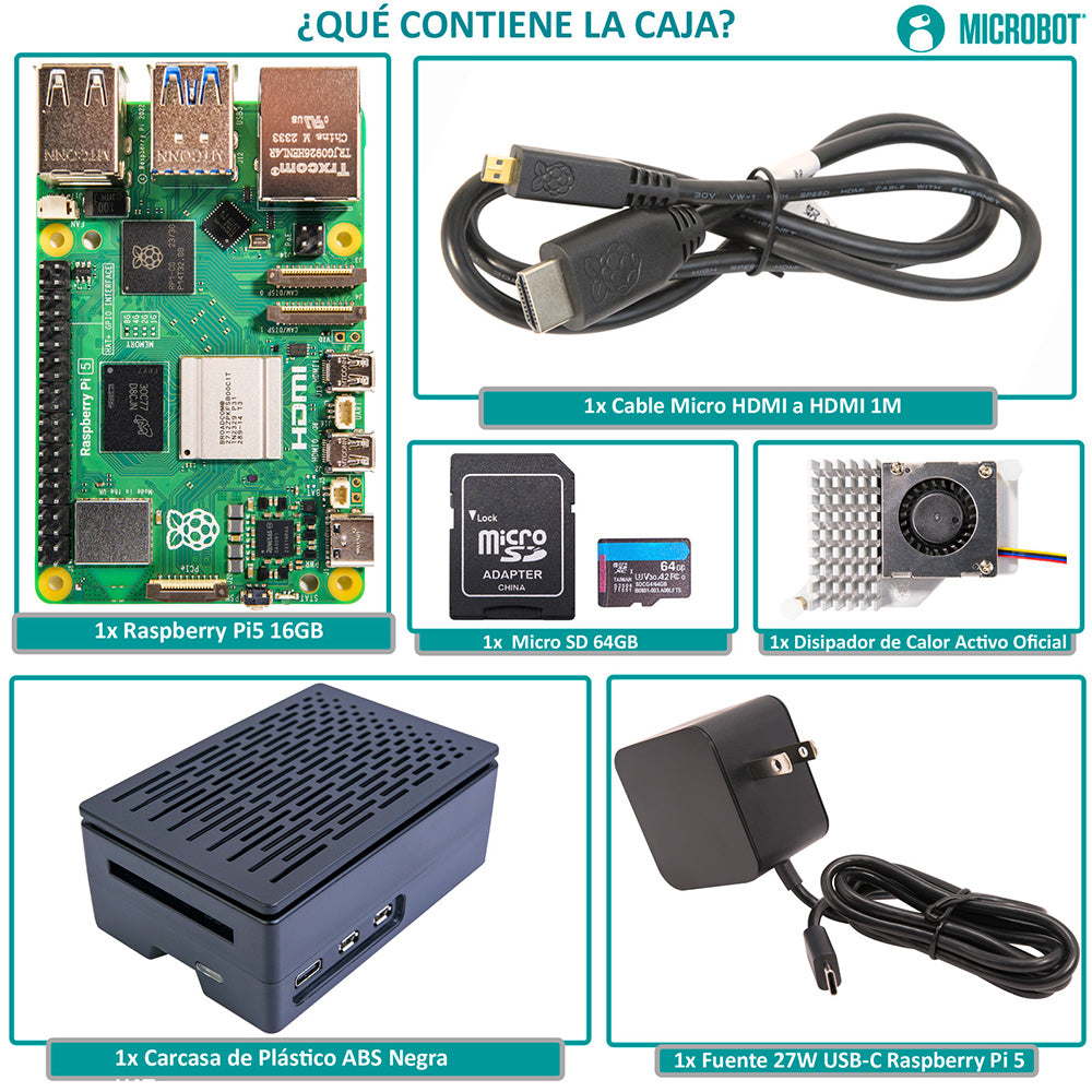 Raspberry Pi 5 Starter Kit - Serie Standard (Fuente 27W, Case y SD 64GB)