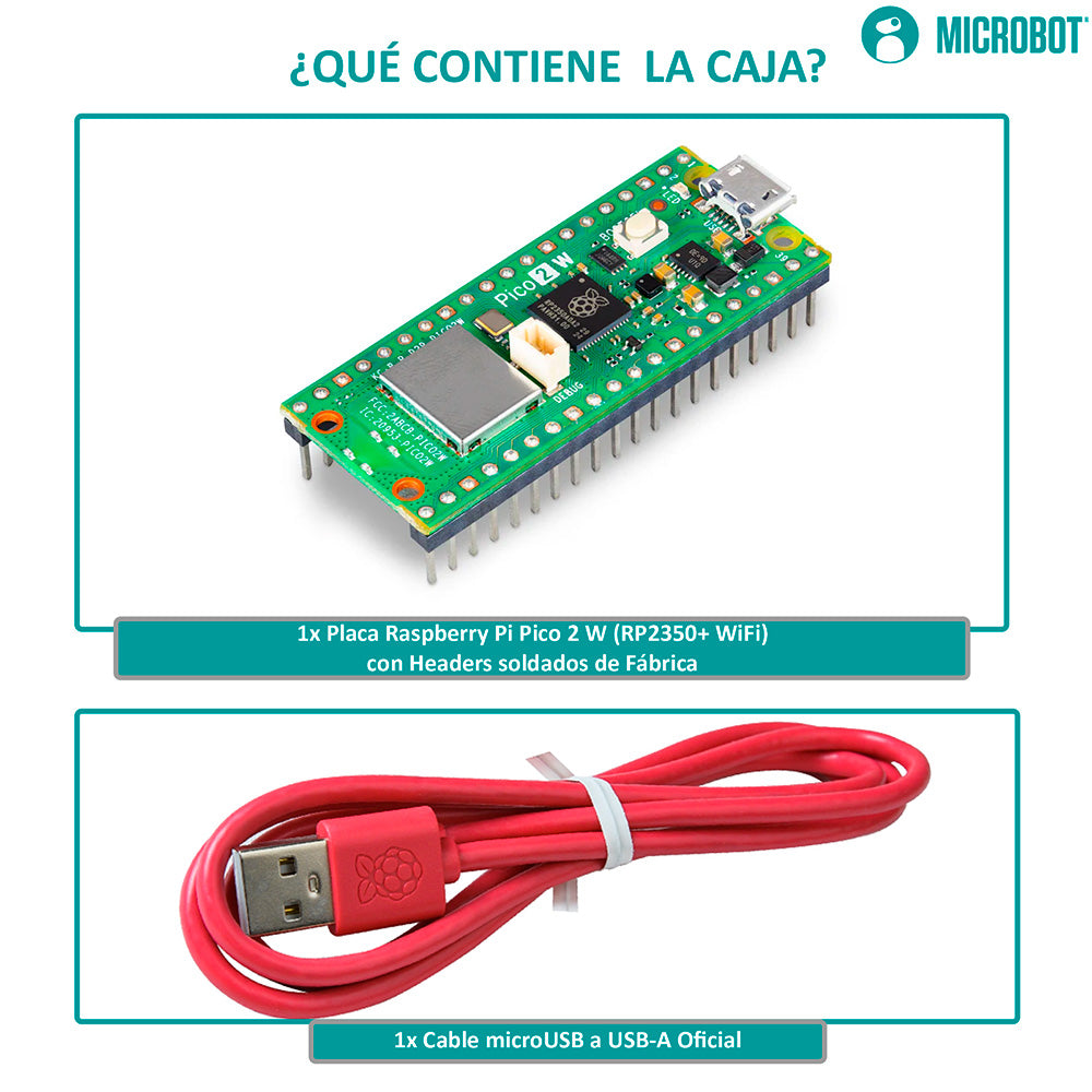 Kit Raspberry Pi  Pico 2 W RP2350 WiFi BT Headers Soldados