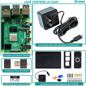 Mini PC Industrial Raspberry Pi 4 4GB Aluminio DIN Rail (SD 64GB)