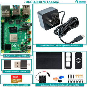 Mini PC Industrial Raspberry Pi 4 4GB Aluminio DIN Rail (SD 64GB)
