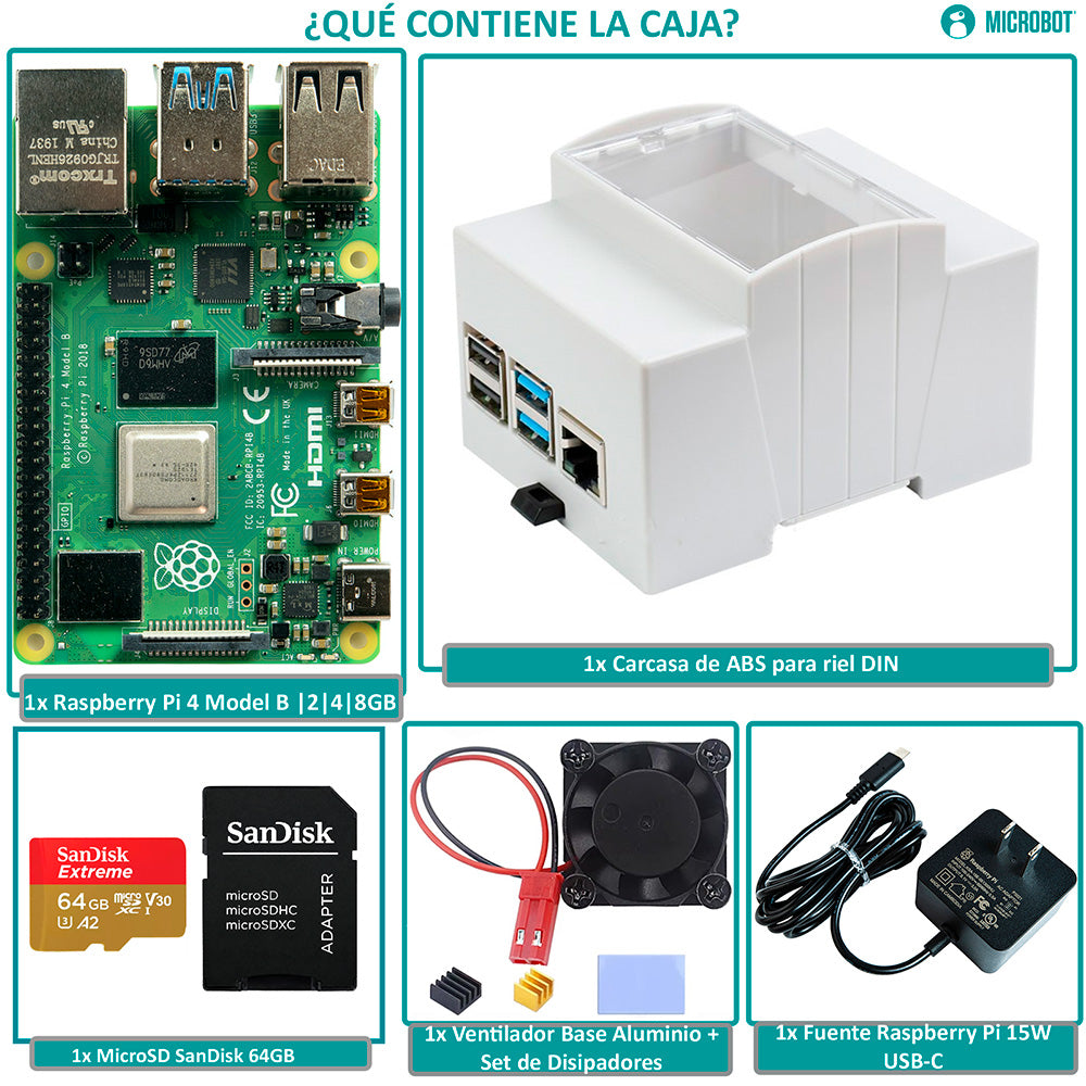 Mini PC Industrial Raspberry Pi 4 Riel DIN Gateway IoT 64GB