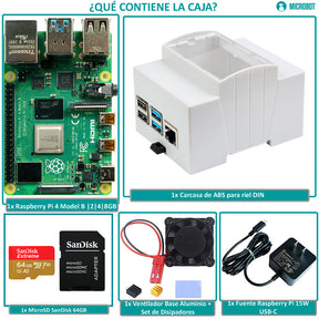 Mini PC Industrial Raspberry Pi 4 Riel DIN Gateway IoT 64GB