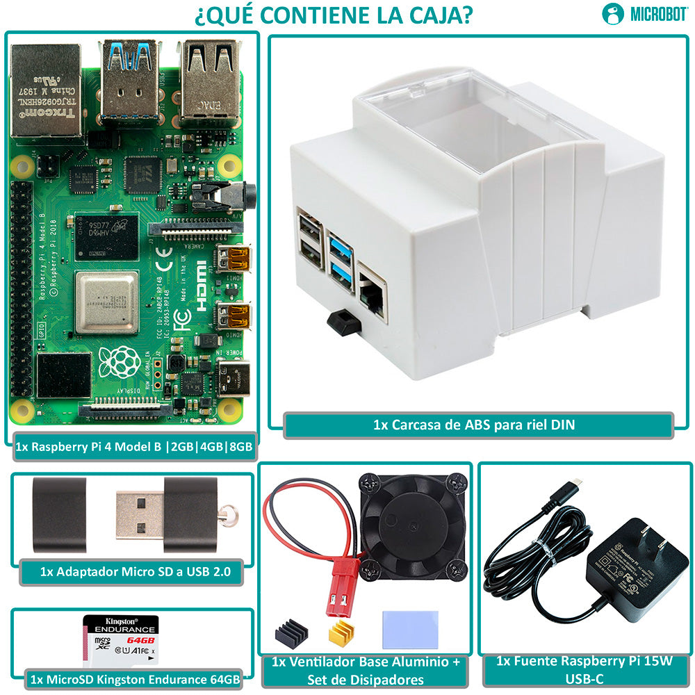 Mini PC Industrial Raspberry Pi 4 Riel DIN Gateway IoT 64GB