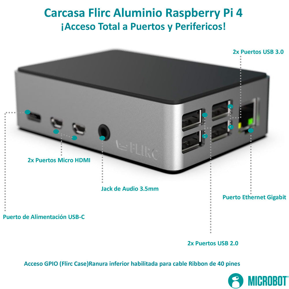 Kit Raspberry Pi 4 Flirc Aluminio - Serie Standard (Accesorios Oficiales)