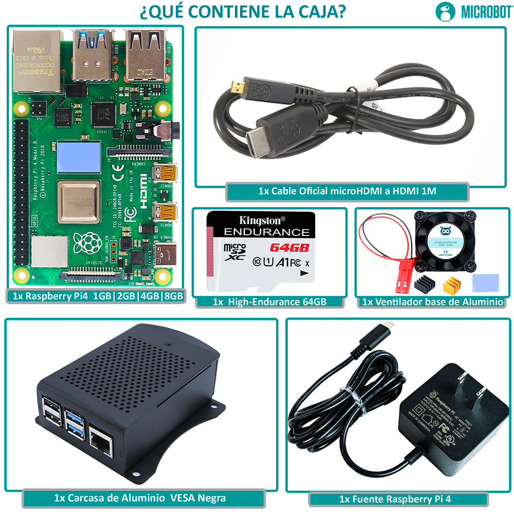 Kit Raspberry Pi 4 Aluminio PRO VESA Gen2 (SD 64GB)