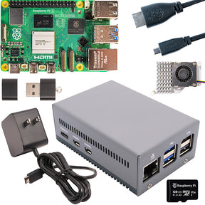 Kit Raspberry Pi 5 8GB 128GB Expansión por Ensamblar — Carcasa Aluminio HAT+ (45W)