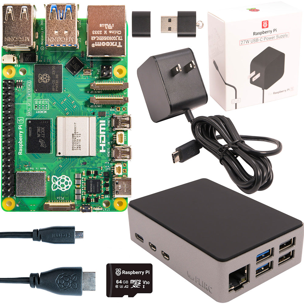 Kit Raspberry Pi 5 Flirc Aluminio - Serie Standard (27W, SD 64GB)