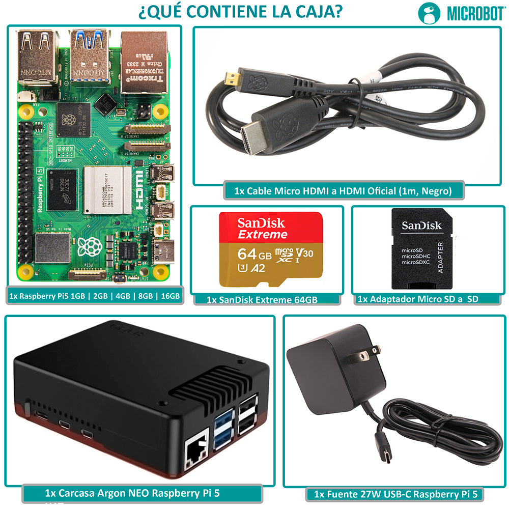 Kit Raspberry Pi 5 Argon NEO Standard (27W, SD 64GB)