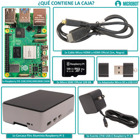 Kit Raspberry Pi 5 Flirc Aluminio - Serie Standard (27W, SD 128GB)