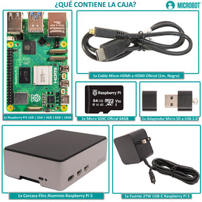 Kit Raspberry Pi 5 Flirc Aluminio - Serie Standard (27W, SD 64GB)