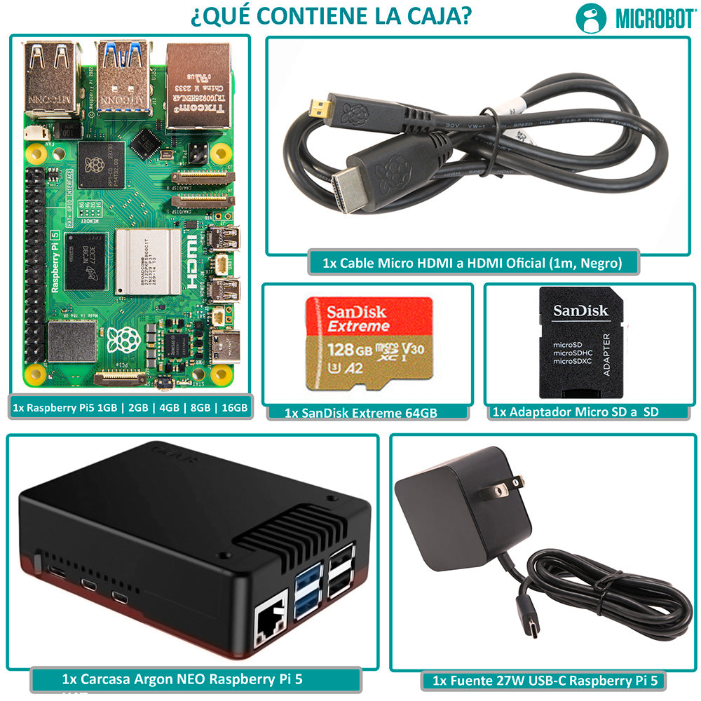 Kit Raspberry Pi 5 Argon NEO Standard (27W, SD 64GB)