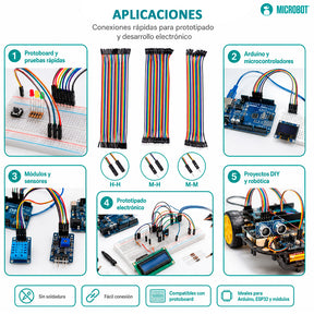 Cable Dupont Jumper 120 Piezas 10cm 28AWG Arduino GPIO