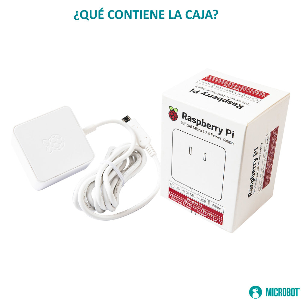 Fuente Oficial Raspberry Pi 12.5W Micro USB (5.1V 2.5A) - Color Blanco