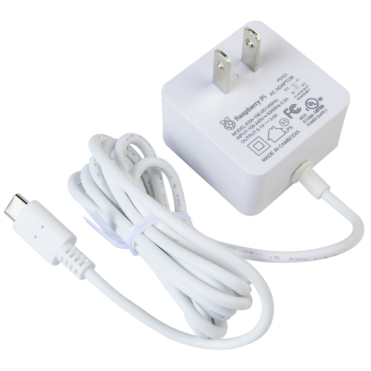 Fuente Oficial Raspberry Pi 15W USB-C 5.1V 3A Pi 4 y Pi 400
