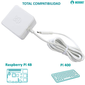 Fuente Oficial Raspberry Pi 15W USB-C 5.1V 3A Pi 4 y Pi 400
