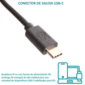 Fuente de Alimentación Oficial Raspberry Pi 5 (27W) | USB-C Power Supply