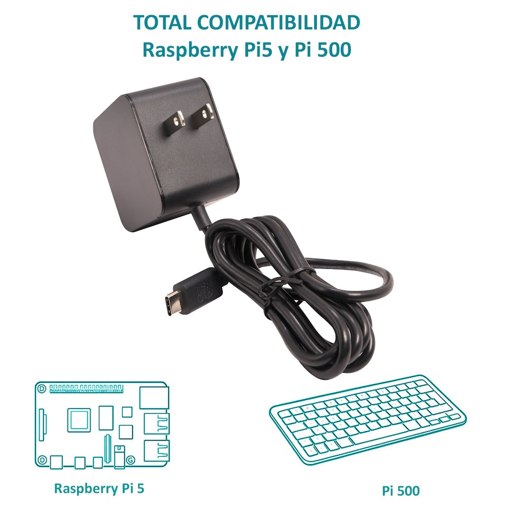 Fuente de Alimentación Oficial Raspberry Pi 5 (27W) | USB-C Power Supply