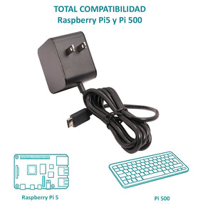 Fuente de Alimentación Oficial Raspberry Pi 5 (27W) | USB-C Power Supply