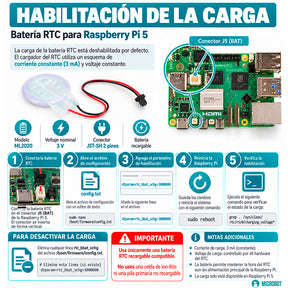 Batería RTC Oficial Raspberry Pi 5 Recargable