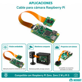 Cable Cámara Raspberry Pi 5 y Zero FPC  15cm 22-Pin a 15-Pin
