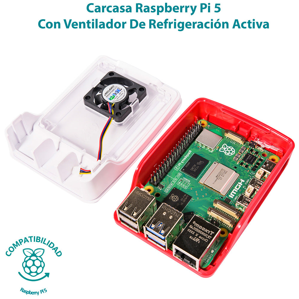 Carcasa Oficial Raspberry Pi 5 (Case) con Ventilador PWM
