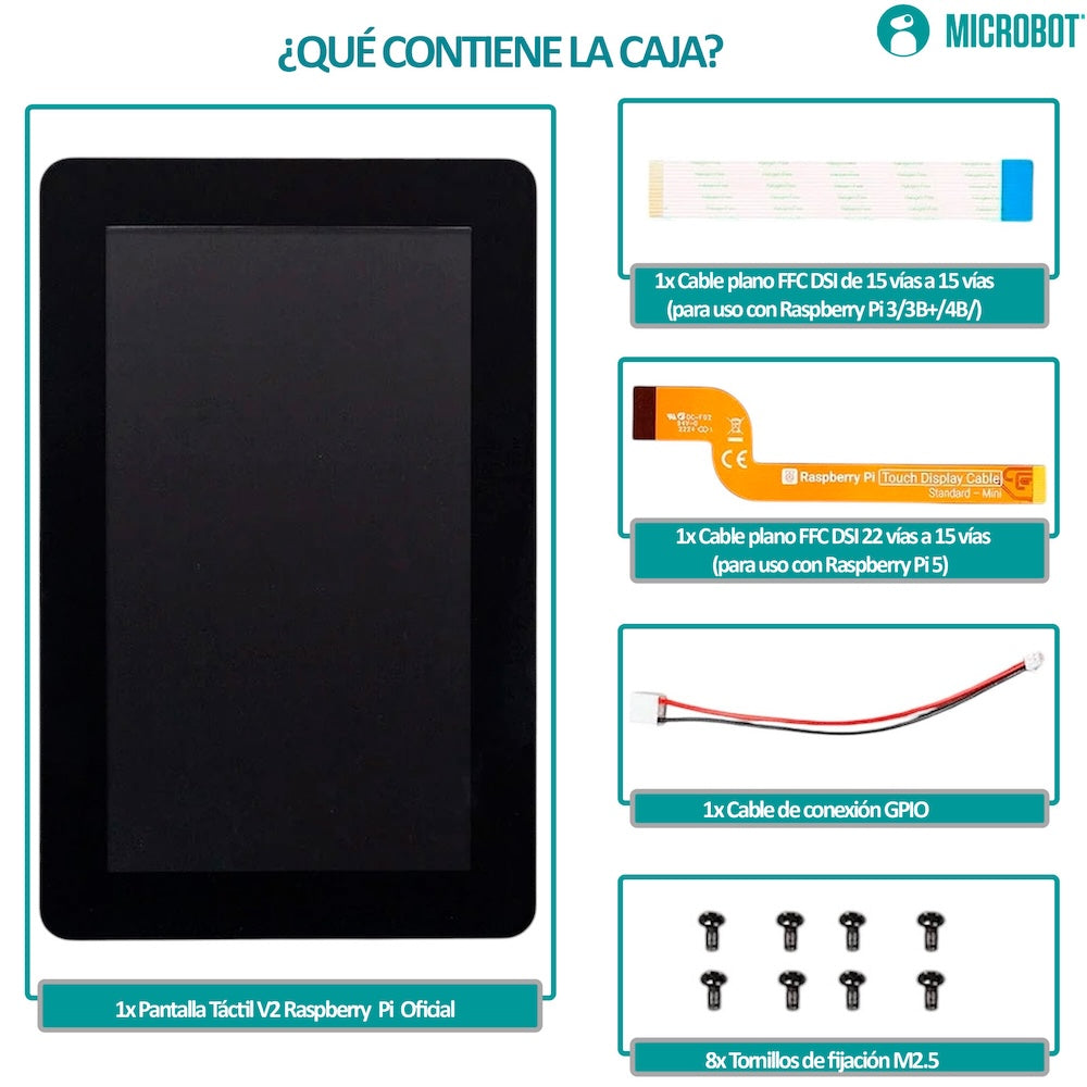 Raspberry Pi Touch Display 2 - Pantalla Oficial 7" HD (720x1280)