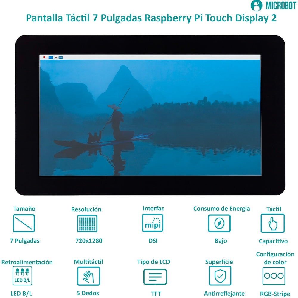 Raspberry Pi Touch Display 2 - Pantalla Oficial 7" HD (720x1280)